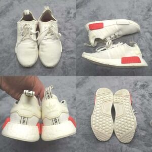 Adidas NMD R1 Shoes Mens 7 Sneakers Off White Red Accents Hiking‎ Running